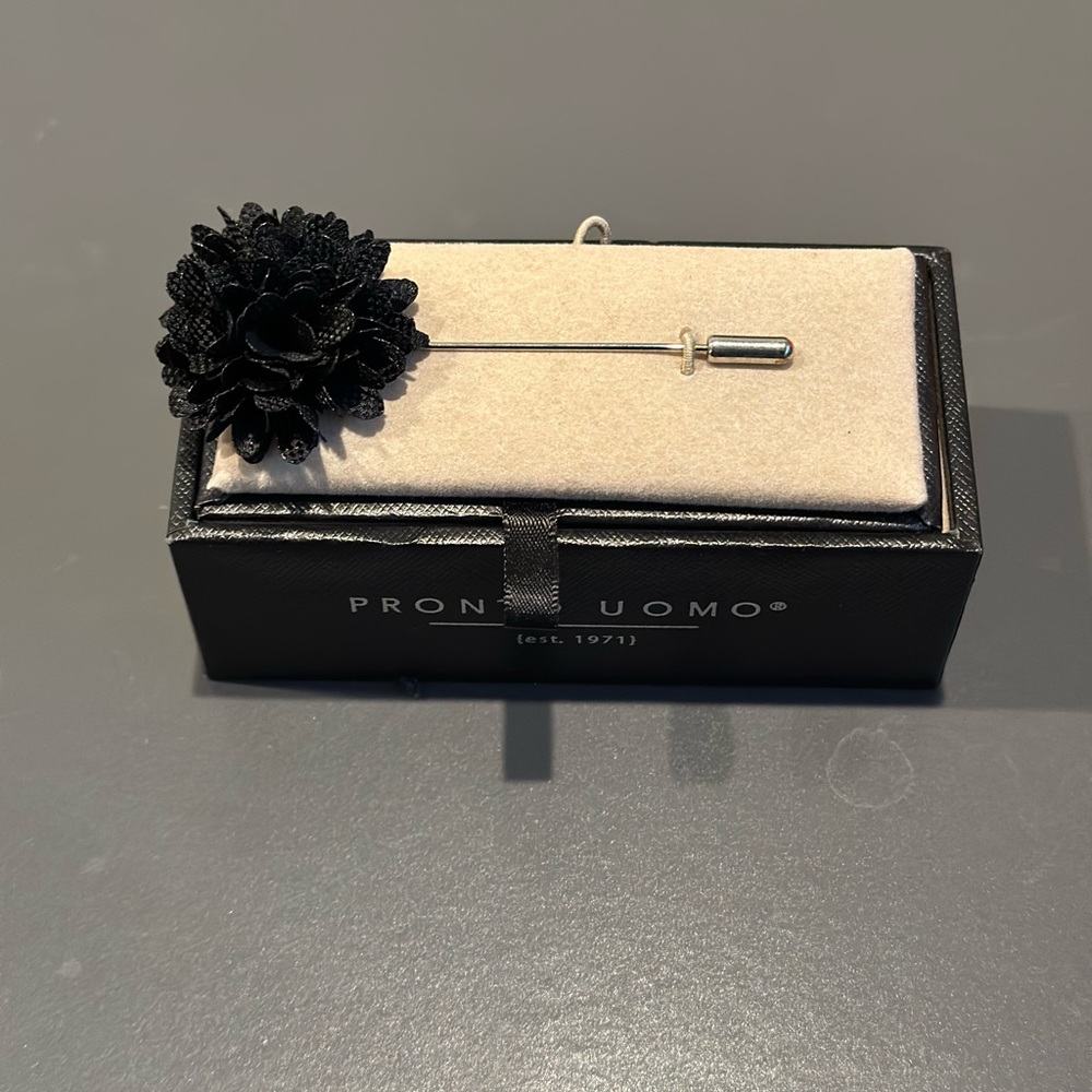 Black Flower Lapel Pin